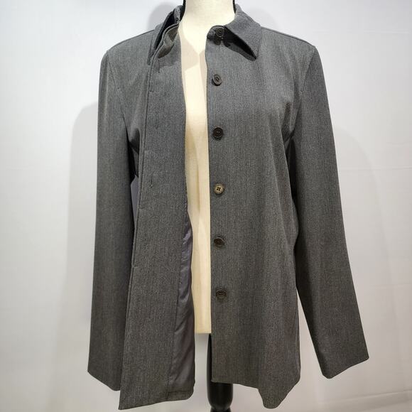 The Limited Stretch Classic Blazer Jacket Overcoat Gray L - Picture 2 of 9